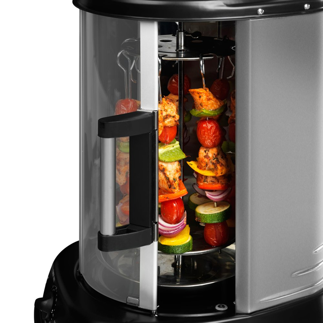 Máquina de churrasco de forno rotativo vertical, 1100W sem fumaça